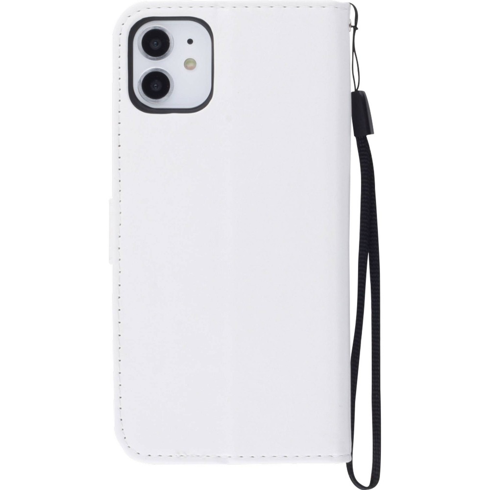 Fourre iPhone 11 - Premium Flip cuir lisse porte-cartes - Blanc