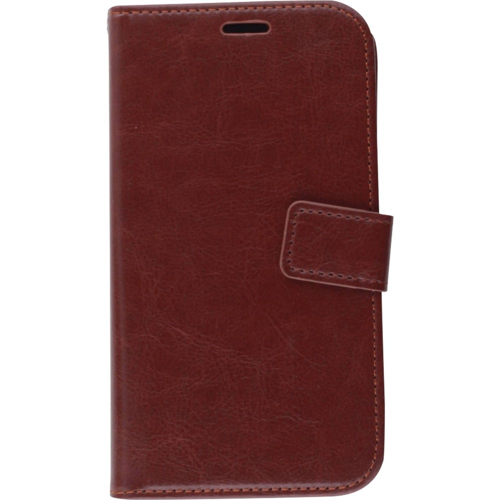 Fourre iPhone 11 - Premium Flip cuir lisse porte-cartes - Brun