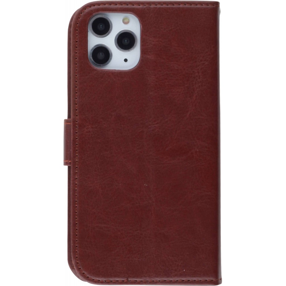 Fourre iPhone 11 - Premium Flip cuir lisse porte-cartes - Brun