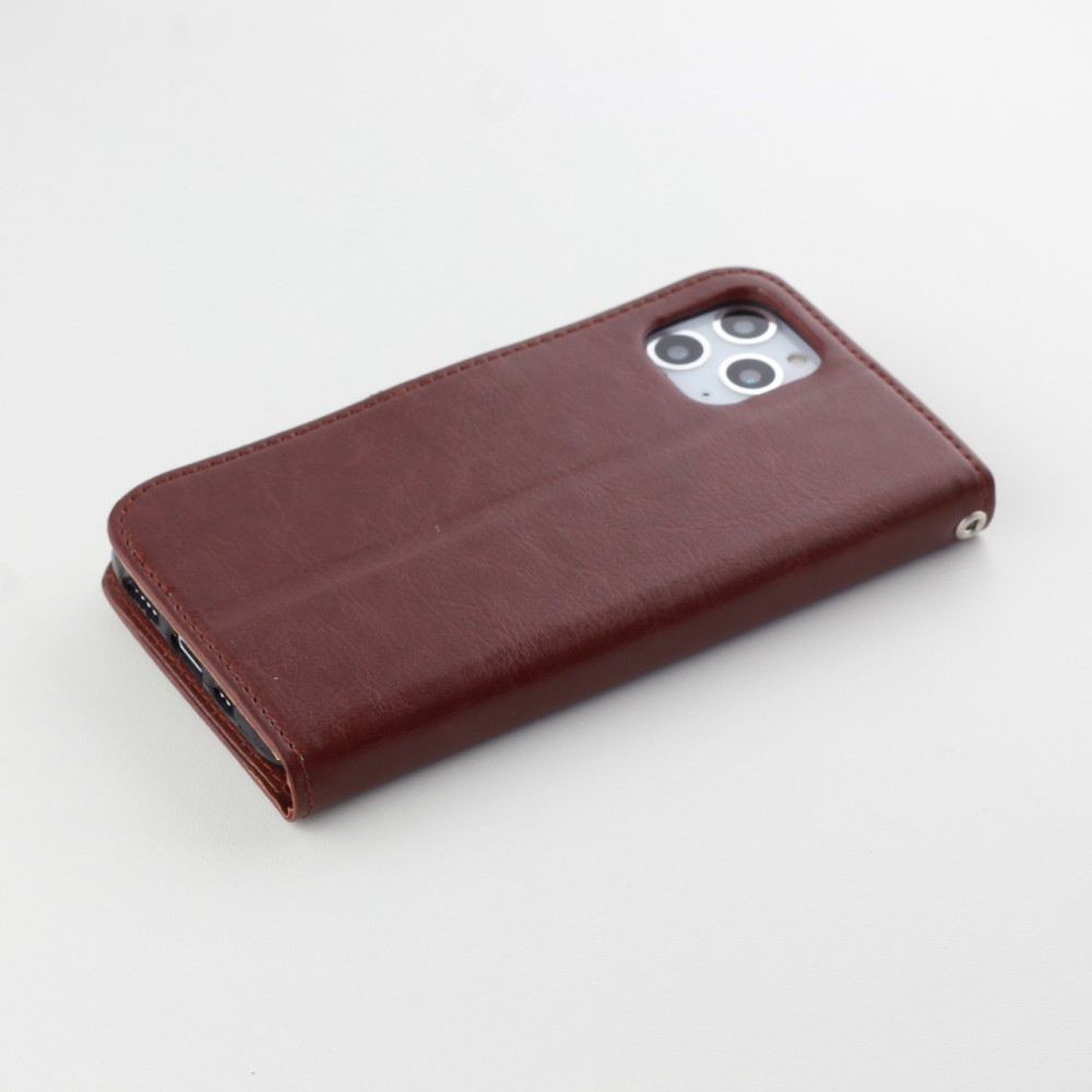 Fourre iPhone 11 - Premium Flip cuir lisse porte-cartes - Brun