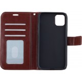 Fourre iPhone 11 - Premium Flip cuir lisse porte-cartes - Brun