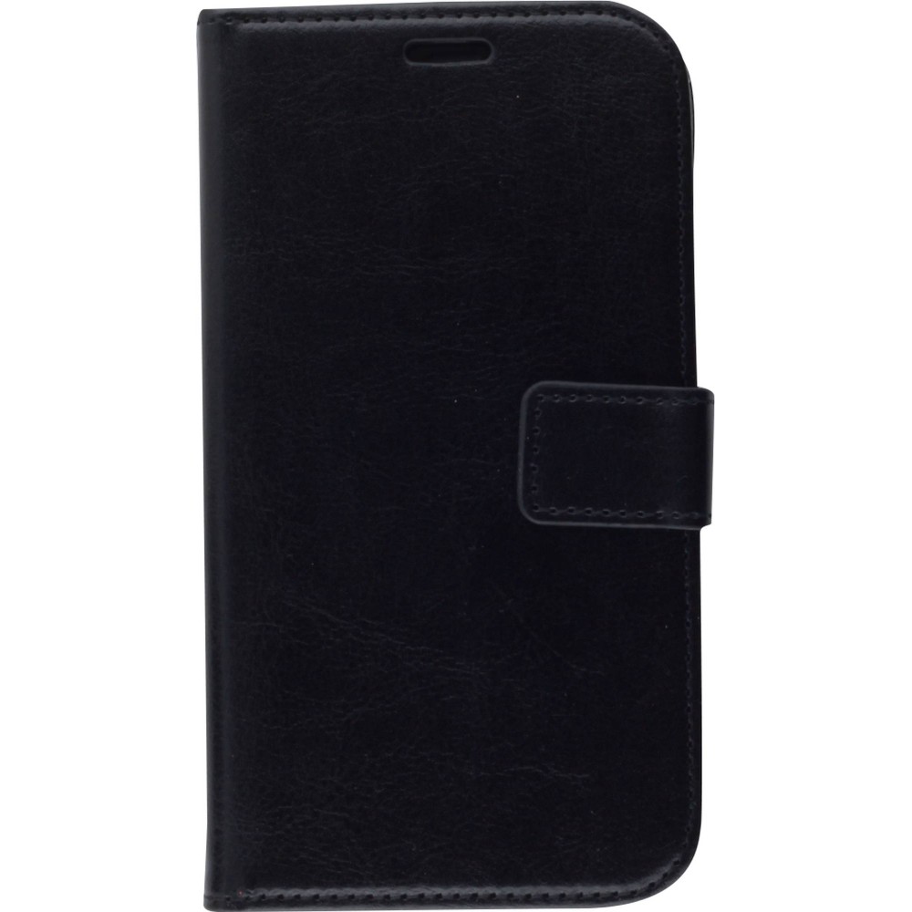 Fourre iPhone 12 mini - Premium Flip cuir lisse porte-cartes - Noir