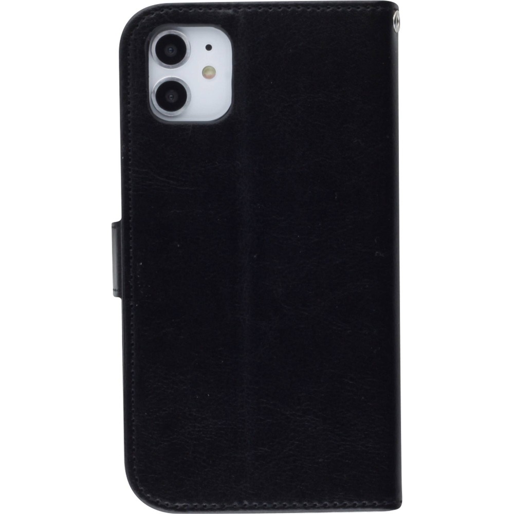 Fourre iPhone 12 mini - Premium Flip cuir lisse porte-cartes - Noir