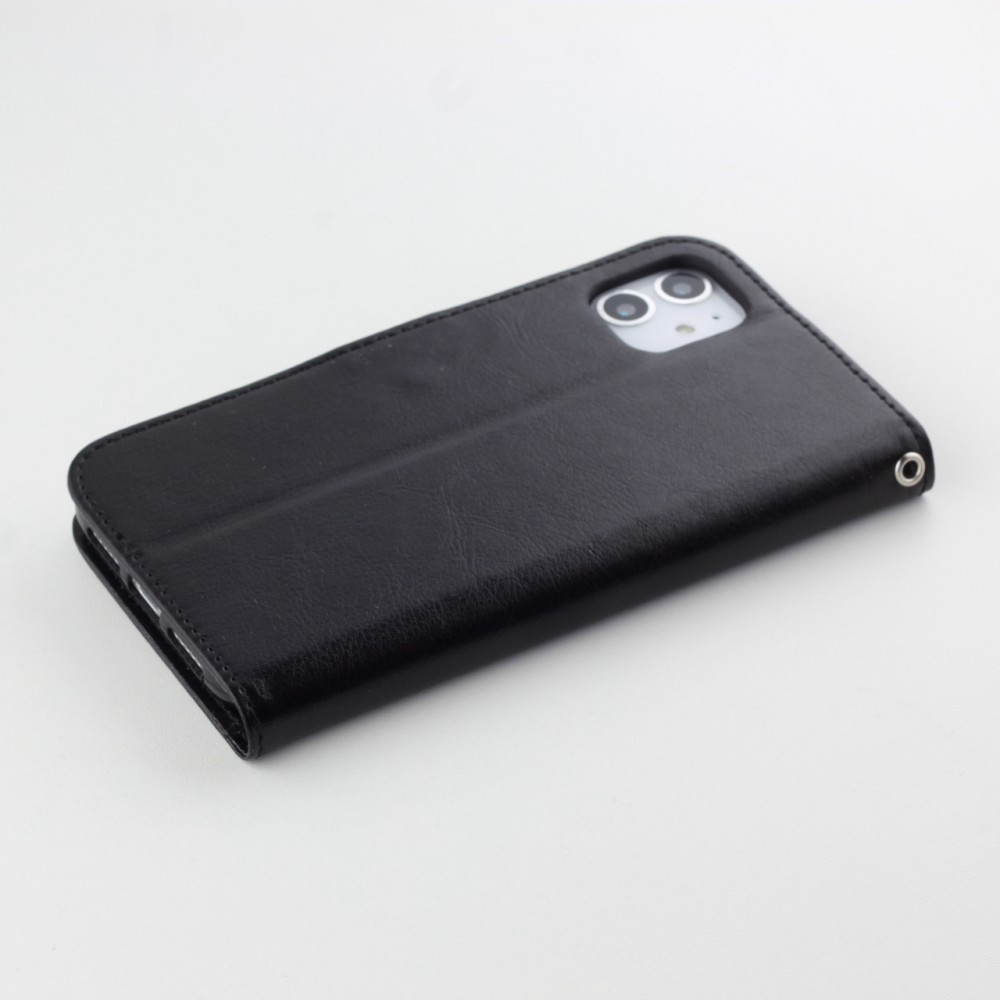 Fourre iPhone 12 mini - Premium Flip cuir lisse porte-cartes - Noir