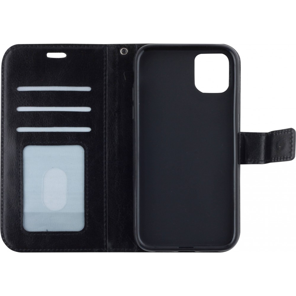 Fourre iPhone 12 mini - Premium Flip cuir lisse porte-cartes - Noir