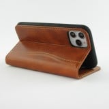 Fourre iPhone 11 Pro - Flip Fierre Shann cuir véritable - Brun
