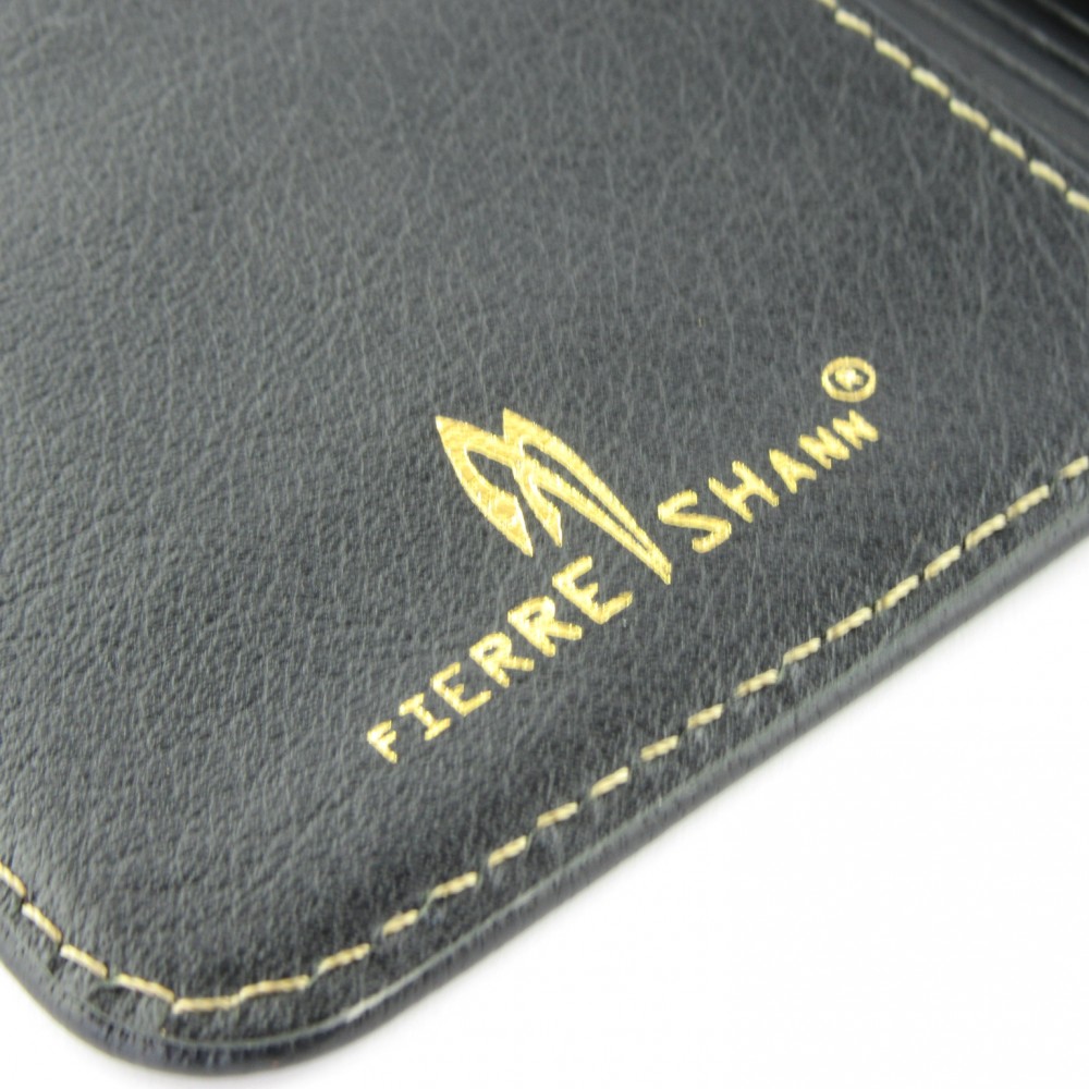 Fourre iPhone 11 Pro Max - Flip Fierre Shann cuir véritable - Noir