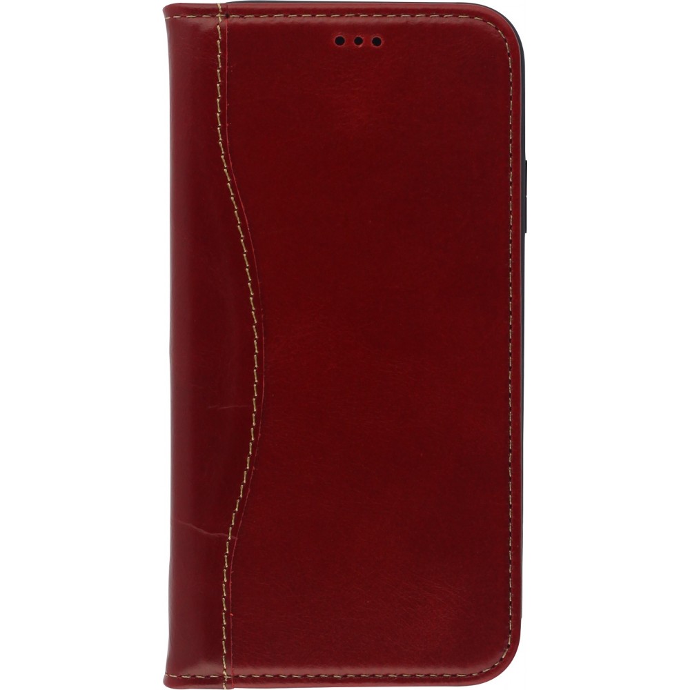 Fourre iPhone 12 Pro Max - Flip Fierre Shann cuir véritable - Rouge
