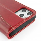 Hülle iPhone 11 Pro Max - Flip Fierre Shann Echtleder - Rot
