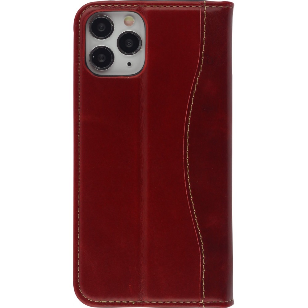 Fourre iPhone 11 Pro Max - Flip Fierre Shann cuir véritable - Rouge
