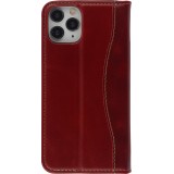 Fourre iPhone 12 / 12 Pro - Flip Fierre Shann cuir véritable - Rouge