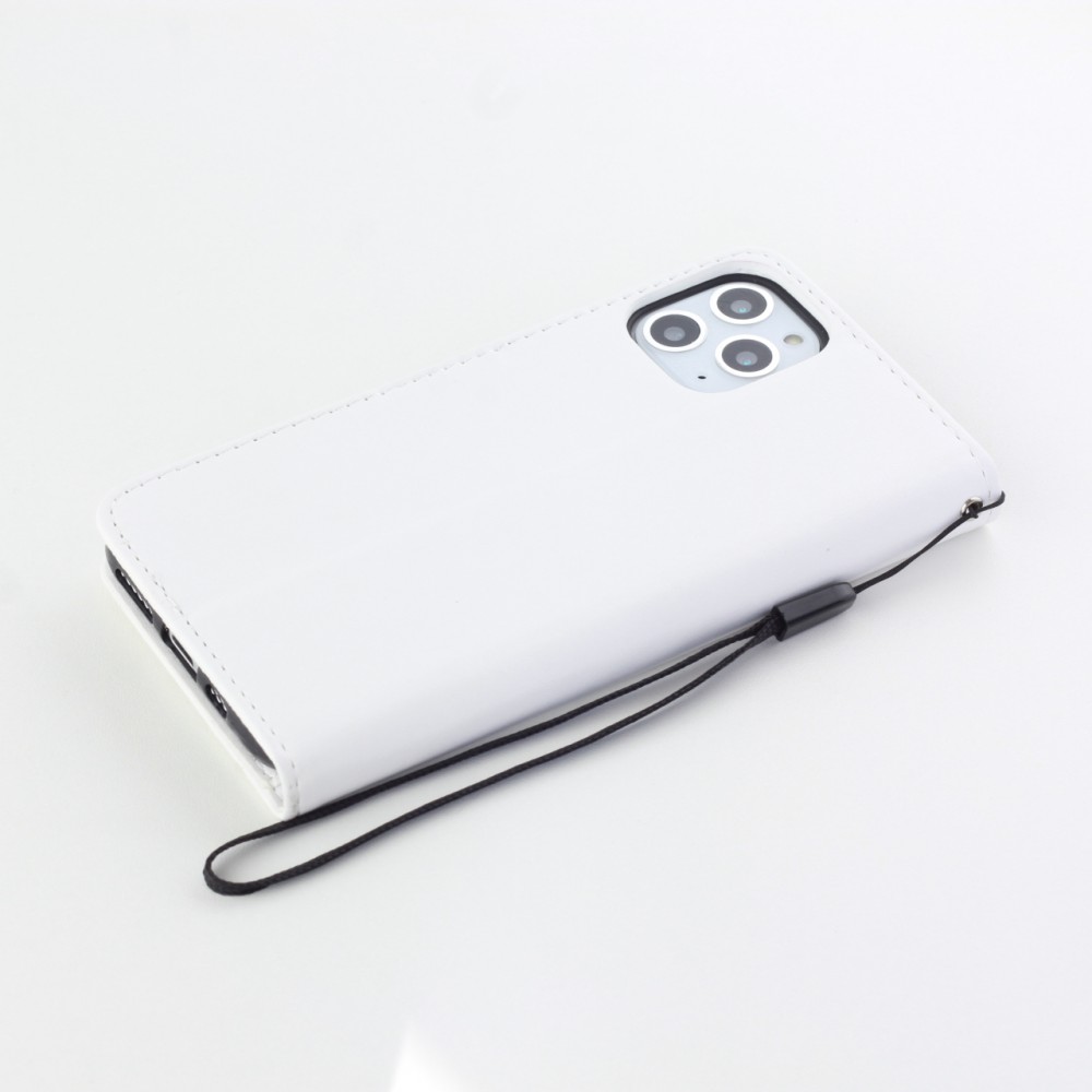 Fourre iPhone 15 Pro Max - Premium Flip cuir lisse porte-cartes - Blanc
