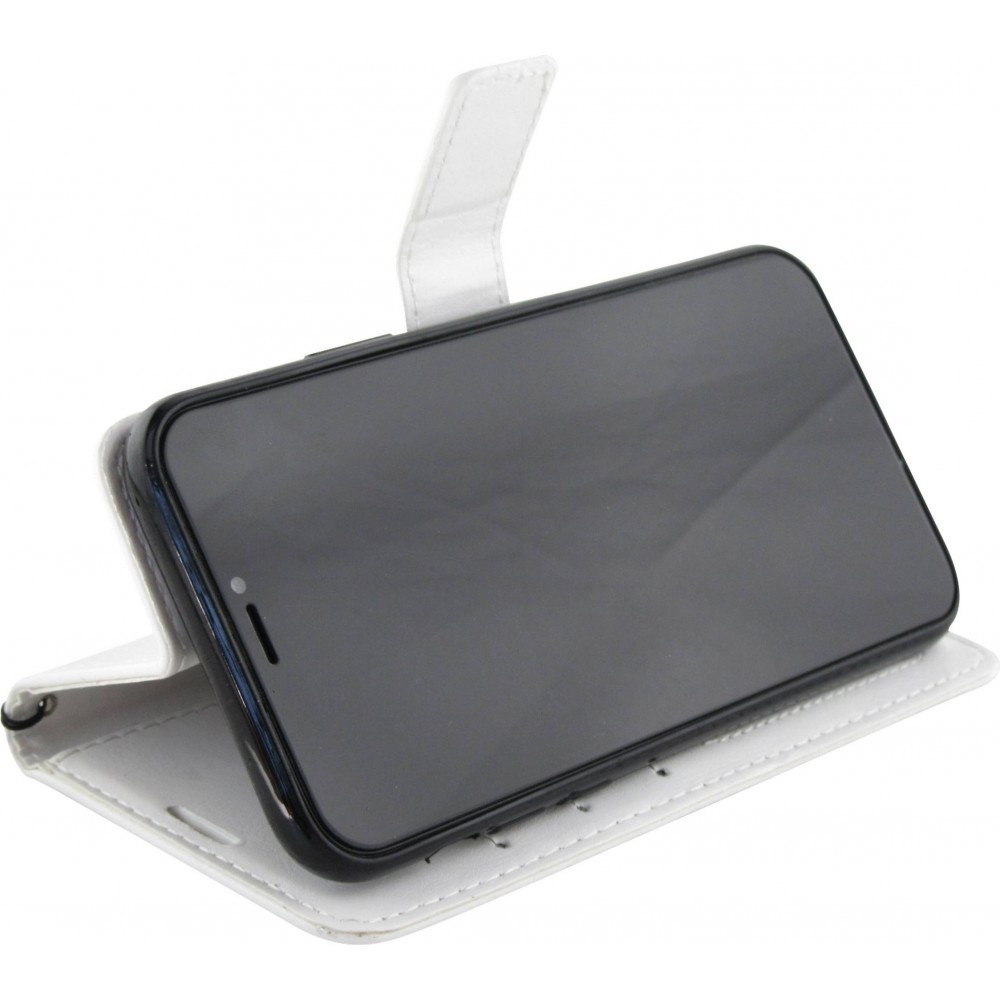 Fourre iPhone 15 Pro Max - Premium Flip cuir lisse porte-cartes - Blanc