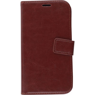 Fourre iPhone 15 Pro - Premium Flip cuir lisse porte-cartes - Brun