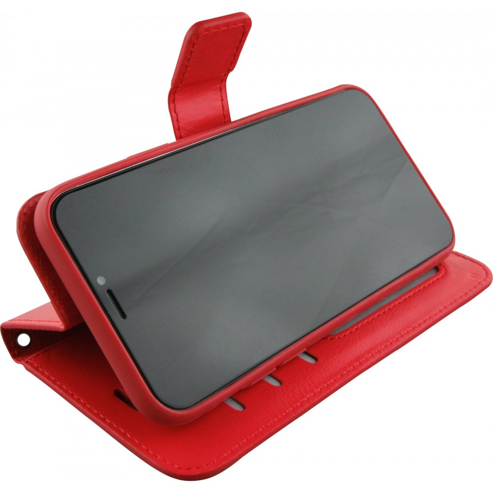 Hülle iPhone 15 Pro Max - Premium Flip Leder Tasche - Rot