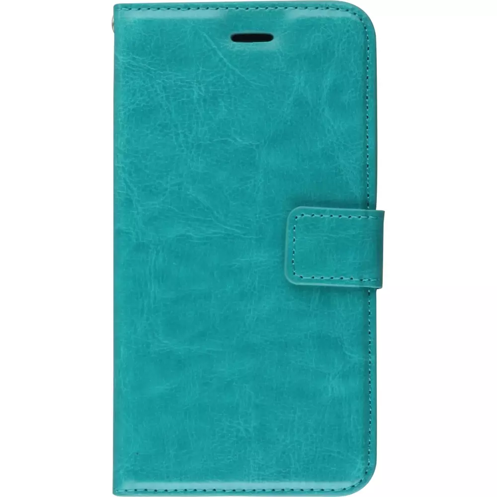 Fourre iPhone 15 Pro Max - Premium Flip cuir lisse porte-cartes - Turquoise