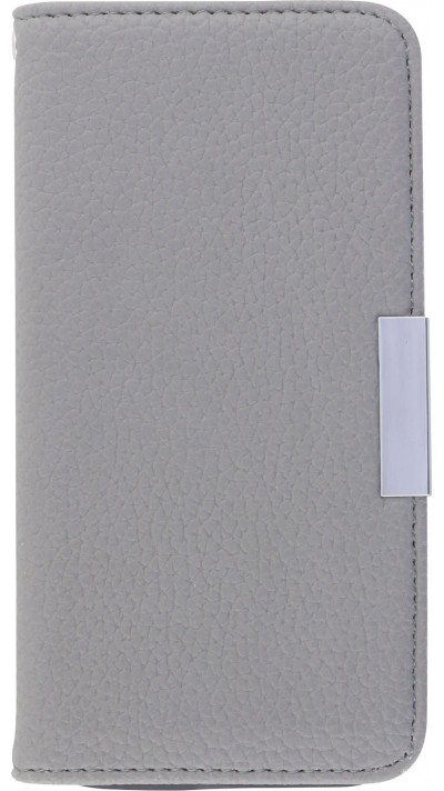 Fourre iPhone 12 / 12 Pro - Flip look cuir - Gris
