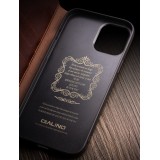 Fourre iPhone 12 Pro Max - Flip Qialino cuir véritable - Noir