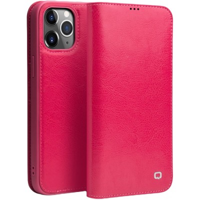 Fourre iPhone 12 Pro Max - Flip Qialino cuir véritable - Rose