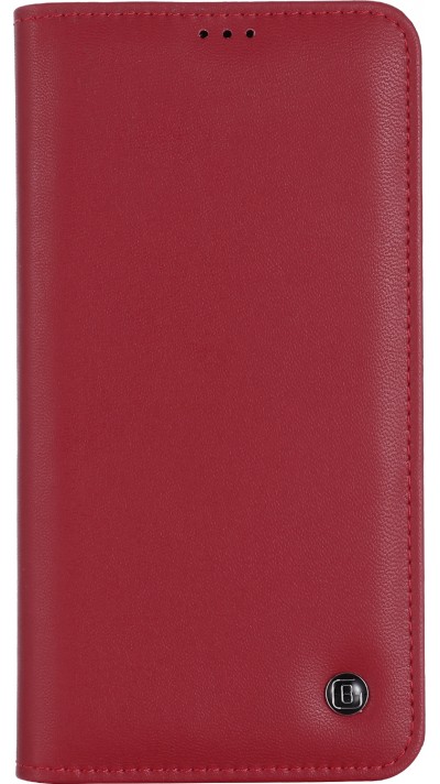 Fourre iPhone 12 / 12 Pro - GEBEi Kala séries luxe en cuir véritable, porte-cartes, support vidéo - Rouge