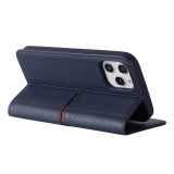 Fourre iPhone 12 / 12 Pro - GEBEi Yaqi séries luxe en cuir véritable, porte-cartes, support vidéo - Bleu