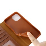 Fourre iPhone 12 / 12 Pro - GEBEi Yaqi séries luxe en cuir véritable, porte-cartes, support vidéo - Brun