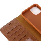 iPhone 12 / 12 Pro Case Hülle - GEBEi Yaqi series Luxus, Echtleder, Kartenhalter, Videohalter - Braun