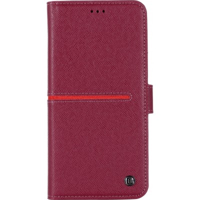 Fourre iPhone 12 / 12 Pro - GEBEi Yaqi séries luxe en cuir véritable, porte-cartes, support vidéo - Rouge