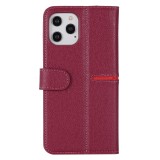 iPhone 12 / 12 Pro Case Hülle - GEBEi Yaqi series Luxus, Echtleder, Kartenhalter, Videohalter - Rot