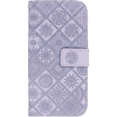 iPhone 12 / 12 Pro Case Hülle - Premium Flip Wallet Kautschuk oriental Muster mit Magnetverschluss - Hellviolett