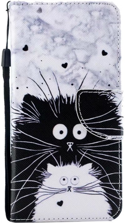 Hülle iPhone 12 Pro Max - Flip Schwarz-weiße Katze