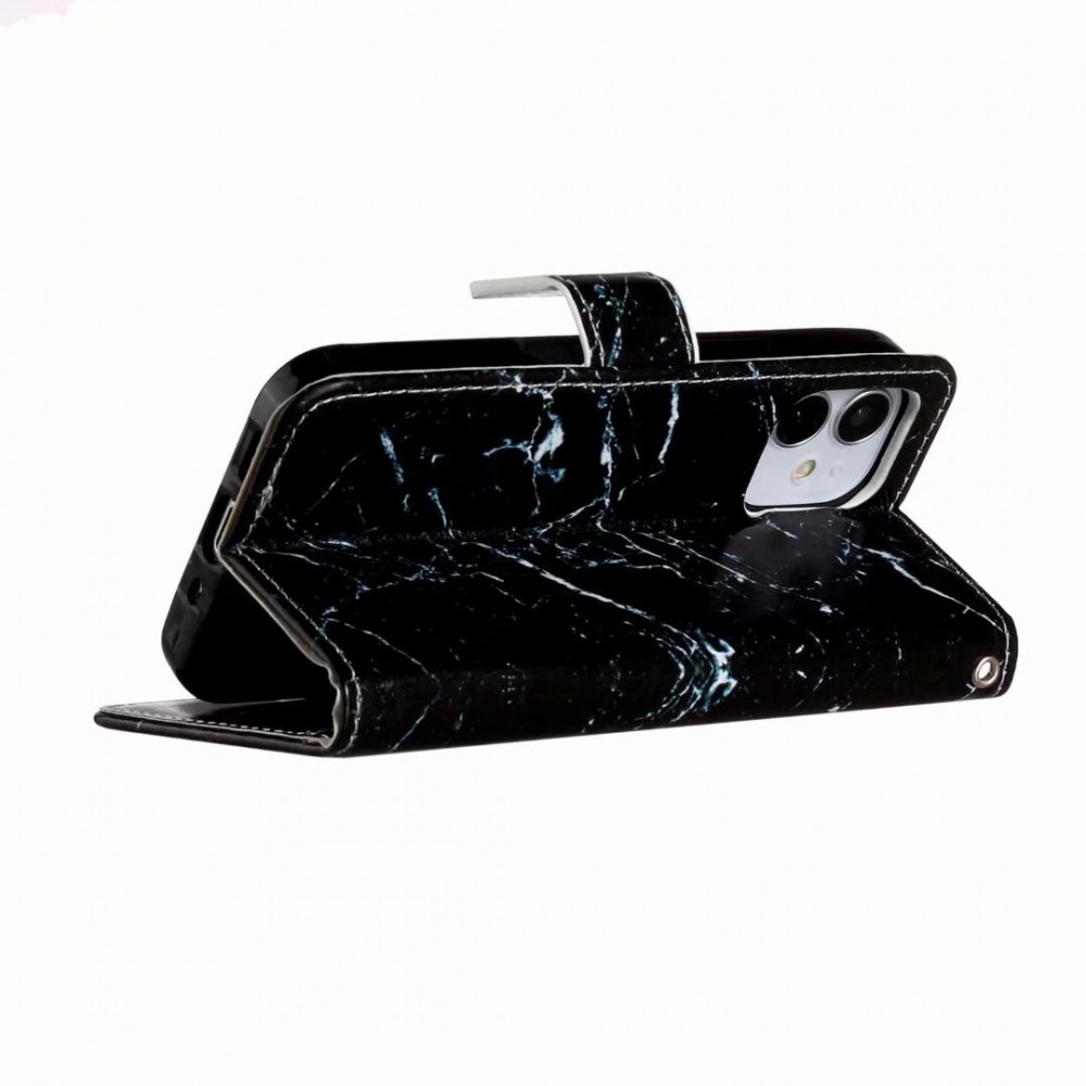 Fourre iPhone 12 / 12 Pro - Flip Marble - Noir