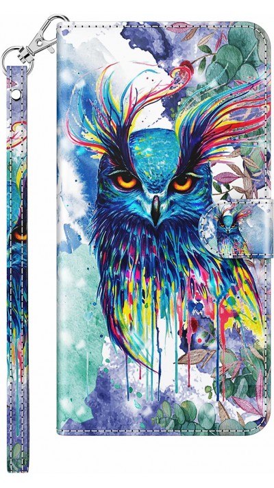 Fourre iPhone 13 - 3D Flip Hibou multicolor