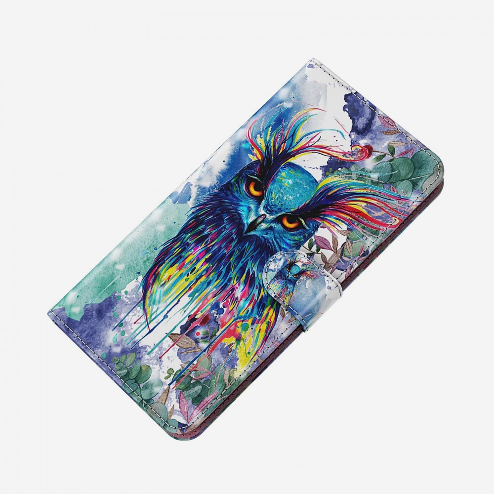 Fourre iPhone 16e - 3D Flip Hibou multicolor