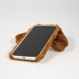 iPhone 12 Pro Max Case Hülle - Lustige Spass Hülle 3D Plüsch Hund - Braun