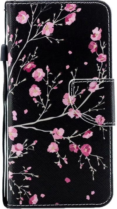 Fourre iPhone 11 - Flip fleurs cerisier - Noir