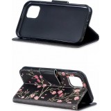 Fourre iPhone XR - Flip fleurs cerisier - Noir