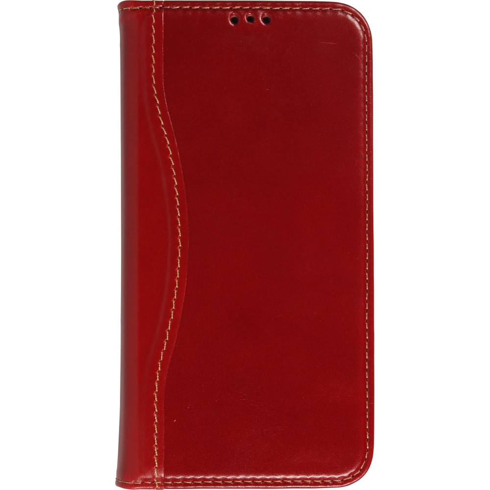 Hülle iPhone 15 - Flip Fierre Shann Echtleder - Rot
