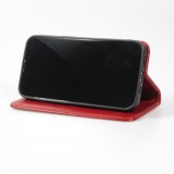 Hülle iPhone 15 - Flip Fierre Shann Echtleder - Rot