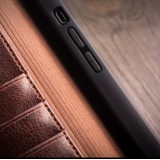 Fourre iPhone 11 - Flip Qialino cuir véritable - Brun
