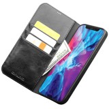 Fourre iPhone XR - Flip Qialino cuir véritable - Noir