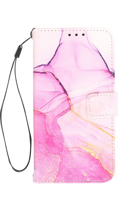 Fourre iPhone 13 - Flip Wallet Liquid Color avec fermeture à aimant - Purple Sunset