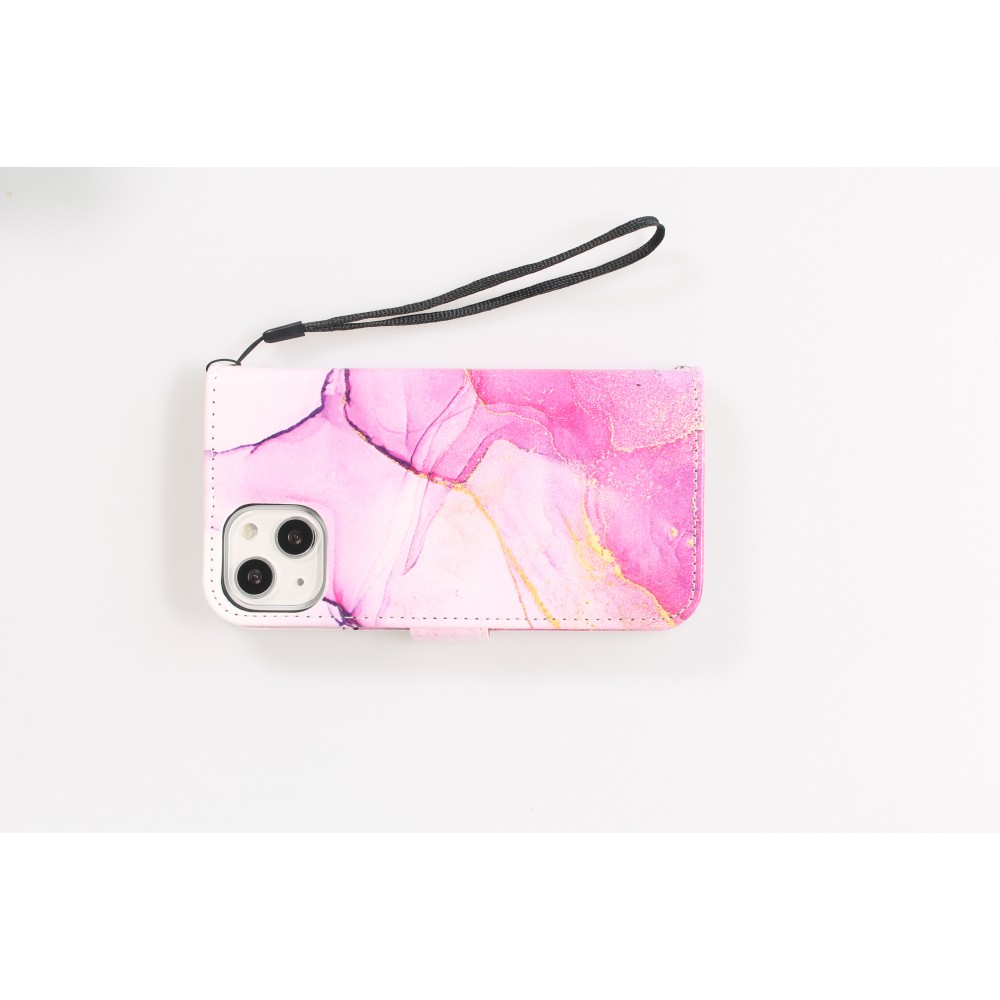 iPhone 13 Case Hülle - Flip Wallet Liquid Color mit Magnet Verschluss - Purple Sunset