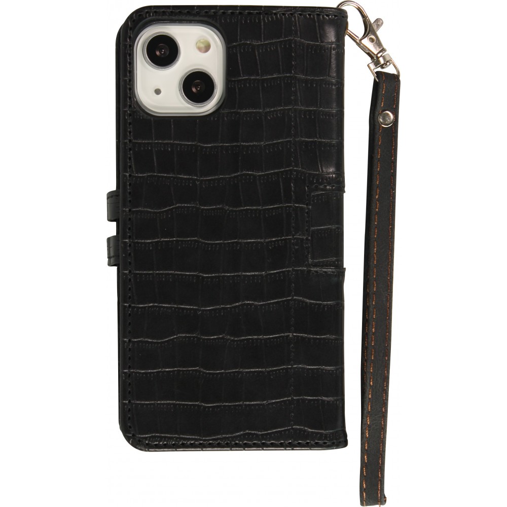 Fourre iPhone 13 - Flip crocodile - Noir