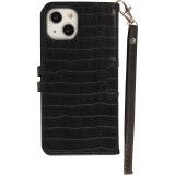Fourre iPhone 13 - Flip crocodile - Noir