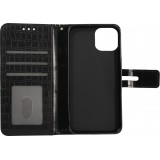 Fourre iPhone 13 - Flip crocodile - Noir