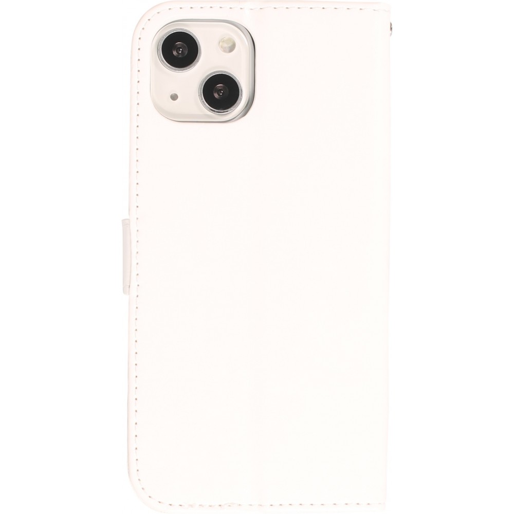 iPhone 13 Case Hülle - Premium Flip Leder Tasche - Weiss