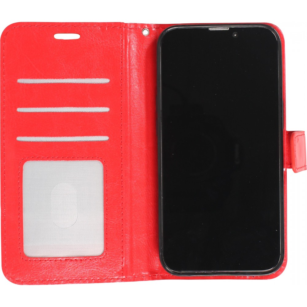 Fourre iPhone 13 - Premium Flip cuir lisse porte-cartes - Rouge