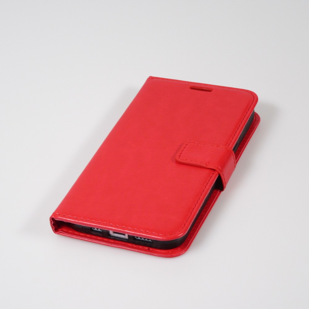 Fourre iPhone 13 - Premium Flip cuir lisse porte-cartes - Rouge