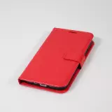 Fourre iPhone 15 Plus - Premium Flip cuir lisse porte-cartes - Rouge